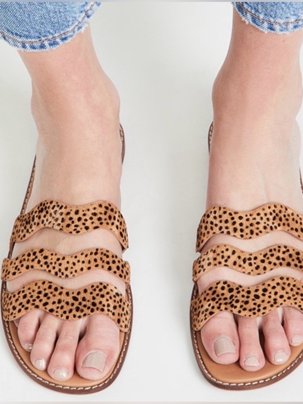 Madewell Leopard-Print Wavy Triple-Strap Sandals - Tan